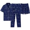 PODOLIXIA 3 pezzi, pigiama da uomo, set di 3 pigiami, in cotone, a maniche corte, con bottoni a bottone, da uomo, per la notte, Blu scuro, XXXXXL