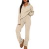 ticticlily Tute Donna Invernale Tuta Completa in Maglia Elegante Chic Pigiama Abbigliamento da Casa Casuale Completo A Albicocca XL
