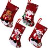 XNAUVOI 4pcs Calze Natalizie per Camino, Grandi Calza Natalizia,Babbo Natale Pupazzo di Neve e Elk Calze Natalizie da Appendere Candy Sacchetti Regalo per Albero di Natale Festa di Natale Decorazioni
