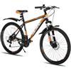 ROCKSHARK Hiland 26/27,5 pollici, mountain bike da uomo e da donna, telaio in alluminio e ruote a raggi con freni a disco, bianco/nero e rosso/nero e arancione