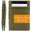 GARZINI Portafoglio Magico - in vera pelle, sottile e minimalista Magic Wallet da uomo con sistema di blocco RFID, Olive Green