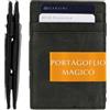 GARZINI Portafoglio Magico - in vera pelle, sottile e minimalista Magic Wallet da uomo con sistema di blocco RFID, Brushed Black