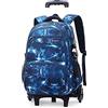 Amythe Zaino Trolley Scuola Media e Elementare,Zaino con Rotelle 6 Ruote,Sganciabile,Scuola & Viaggio,Trolley Bambini e Ragazzi, Blu