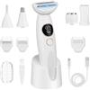 LOPHE Rasoio Elettrico Donna, 5 In 1 Epilatore Elettrico Femminile con Base e LCD, Rasoio Donna Inguine IPX7 Impermeabile, Epilatore Cordless per Corpo e Viso(Bianco)