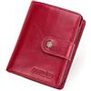 CONTACTS Pelle cerniera bifold Portafoglio uomo/donna,Portafoglio multifunzionale RFID in formato verticale,scomparti per carte di credito portamonete Rosso