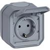 LEGRAND, Plexo New 069730L - Presa standard Schuko per ambienti umidi, con coperchio ribaltabile, protezione da contatto, morsetti a incastro, 16 Ampere, 250 Volt, IP44 - IK07, colore: Grigio