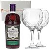 Generico TANQUERAY GIN BLACKCURRANT ROYALE - Distilled Gin 41,3% Vol. 70 cl - Due Bicchieri In Vetro Borgonovo 620 ml