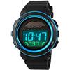 TONSHEN Unisex Solare Digital Orologio Moda LED Outdoor 50M Impermeabile Sport Orologi da Polso Multifunzionale Elettronica Plastica Lunetta e Gomma Band Orologio da Uomo Donna Sveglia Calendario (Blu)