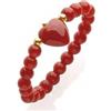 Antonino De Simone Anelli con Cuori e Pallini in Corallo Rosso del Mediterraneo, Pallini in Oro Giallo 18kt, Disponibili in Tre Misure (12, Anello Modello 1)