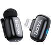 Boyamini Microfono Lavalier Wireless per iPhone/iPad, Ultra mini microfono con commutazione vocale AI, riduzione del rumore e custodia di ricarica, clip in metallo su TikTok Content Creators