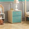 Junior Vida Neptune Comodini per Camera da Letto con 2 Cassetti, Mobili per Bambini, Blu e Quercia, Altezza 76 x Larghezza 64,5 x Profondità 40 cm circa