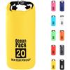 POPOYU 20L Borsa Impermeabile,Giallo Waterproof Zaino Impermeabile Sacco Impermeabile con Tracolla Regolabile,2L/5L/10L/15L/20L/30L Dry Bag per Outdoor Sport Acquatici,Barca, Pesca, Rafting, Nuoto