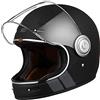 ORIGINE Casco moto integrale Casco vintage in fibra di vetro stile retrò con visiera ECE(STRIP BLACK,XL)
