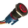 ETOPARS Nero Guscio 12V Auto Luce Rosso LED Pulsante di Avviamento in Metallo 19mm Interruttore a levetta Momentaneo Accensione Fire Missiles Presa Filo