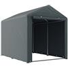 Outsunny Garage Moto per Esterno Portaoggetti Anti UV con Ingresso a Zip, Tenda Garage per Biciclette e Attrezzi in Metallo Zincato e Tessuto PE, 160x218x172 cm, Grigio Scuro