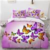 YURKO 155X220 Cm Set Di Biancheria Da Letto Niente Stiratura Farfalla Copripiumino Singolo Bambini Cotone Poliestere Con 2 Federe 50X75Cm