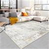 Capslpad Tappeto astratto beige per soggiorno, 140 x 200 cm, antiscivolo, a pelo corto, in lana sintetica, lavabile, minimalista, per soggiorno, camera da letto, ufficio, decorazione