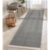 JaeMoose - Tappeto Boho, in cotone tessuto, con nappe, lavabile, stile rustico, bianco e nero, tappeto corto (Nero, 60 x 180 cm)
