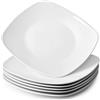 NUTRIUPS 26cm Set di 6 Piatti da Cena Quadrati, Piatti da Cena in Ceramica, Piatti da Insalata, Piatti da Cena Bianchi - Sicuri in Microonde e Lavastoviglie