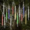 Vikdio Luci di Natale all'aperto, Pioggia di Meteoriti Luminosi 16 Tubi Spiralati (50cm 864 LEDs) Lunghezza di 5,25m, Luci ghiacciolo impermeabili per Decorazioni natalizie all'aperto, Multicolore