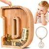 summidate Salvadanaio Bimbi Personalizzato Legno con Nome Inciso Laser A-Z | Salvadanaio Lettera A-Z, Porta Monete Educativo per Bambini e Bambine, Regalo Compleanno Battesimo Nascita Decorazione Camera