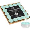 DECO EXPRESS Candele Tealight - 24, 25, 50, 100, 200 Pezzi, Candele Lunga Durata 4/8/10 Ore Vari Colori (Eucalipto 25/4 ore)