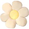 Zinsale Carino Cuscino da pavimento floreale Decorativi Cuscino Fiore Indie Room Decor Girls Peluche farcito per bambini Lettura Guardare la TV Camera da letto (Petalo beige + Nucleo giallo, 40CM)