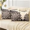 Velvhom Federe Confezione da 2 Decorativi Copricuscini Fodere Biancheria Quadrate per Cuscino Motivo Dalia Fiori Boho Copricuscino per Divano Cuscini Camera da Letto Cuscini Arredo (30x50cm,Marrone Nero)