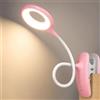 QJUZO Lampada con Pinza Ricaricabile, Luce per Lettura Libri a Letto 36 LED, 3 Colori e Dimmerabile, Collo d'Oca 360°, Senza Fili, Lampada da Scrivania con Morsetto per Bambini, Studio e Lavoro, Rosa