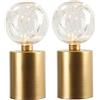 JHY DESIGN Lampade decorative da comodino Lampada a batteria, Set di 2 da tavolo alte 18 cm senza fili a batteria per matrimonio, festa, soggiorno, camera da letto (base oro)