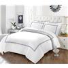 Tamor® Set copripiumino ricamato a punto Baratta, con federe abbinate, in microfibra spazzolata ultra morbida, design chic e moderno, facile da pulire e lavabile in lavatrice (bianco/blu navy, king