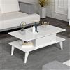 [en.casa] Tavolino Centrale da Salotto Tavolino Basso a 2 Piani Scomparto Semiaperto Tavolino da Caffè per Soggiorno 40 x 90 x 45 cm Bianco