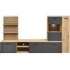 AVANTI TRENDSTORE - Mezzenile - Parete attrezzata elegante in legno laminato nel colore quercia Artisan/antracite con colonna, mensola a muro e mobile TV. Dimensioni LAP ca. 250x135x38 cm