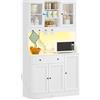 KIMENICH Credenza, Credenza Cucina con LED, Presa Elettrica, Ripiani Regolabili, Mobile Buffet con Cassetti, Armadio da cucina, Piano di Lavoro, Grande Spazio, Cucina, Sala da Pranzo, 103.5*40*180 cm, Bianca