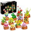 CUBIMANA 12 Pack Fiori Succulenti 3.6MM Mini Set Costruzione - 1403PCS Collezione Botanica Fiori per la Casa Decorazione Pianta Costruire Blocchi, Regali per Festa della Mamma Compleanno Adulti Bambini 10+