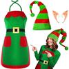 XIABYAYU 4PCS Costume Elfo, Vestiti Elfo di Natale, Grembiule+Cappello+Orecchie, Perfetto per Natale e Carnevale