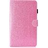 HereMore Cover Samsung Galaxy Tab A 7.0 SM-T280/T285N, Custodia Portafoglio Brillantini Glitter Antiurto Protettiva Caso con Porta Penna e Tasca per Le Schede per Samsung Galaxy Tab A6 7.0 Tablet, Rosa