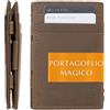 GARZINI Portafoglio Magico - in vera pelle, sottile e minimalista Magic Wallet da uomo con sistema di blocco RFID, Java Brown