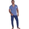 SNELLY Pigiama Uomo Primavera Estate 100% Cotone Pigiami 2 Pezzi Lungo con Bottoni (Aperto o Collo a Serafino) Fantasia a Scelta Taglia 48 50 52 54 e Taglie Forti 56 58 60