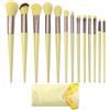 SJBAUTYO Set di Pennelli Per Trucco da 13 Pezzi, Set pennello make up Professionale, Pennello da Trucco è Adatto per Blusher, Fondotinta Liquido, Eyeliner, Ombretto,Polvere Sciolta,giallo