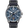 AVI-8 Mens 42mm Spitfire Lock Chronograph Channel Blue Japanese Quartz Pilot Watch with Leather Strap AV-4089-04