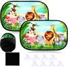 Pwsap 2 Pezzi Tendine Parasole Auto Bambini con ventose, Animali Foresta Motivo Interno Tende Oscuranti, Universale Oscuranti Misura Raggi UV Kit, Finestrini Posteriori Protezione Solare per Neonati Bimbi