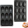 Apkpesterml 2 Pcs Stampi per Madeleines in Silicone, 9 Fori Madeleine Stampo da Forno Teglia per torta fai da te Madeleine Antiaderente Mini Forma di Conchiglia Adatto per Fare Pasticceria Caramelle (Black)