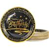 DHAIQC 50 Pezzi Piatti Carta Compleanno 23cm, Oro Nero Stoviglie per Feste Di Compleanno Piatti Usa e Getta Piatti pizza Piatti Compostabili per Feste di Compleanno e Matrimonio (Compleanno Nero, 23cm)