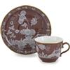 GINORI 1735 TAZZA CAFFE CON PIATTINO, ORIENTE ITALIANO CASTAGNA