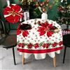 HW CASA Rotonda Tovaglia Natalizia 140×140CM,Decorazione di Natale e Capodanno Festa Vacanza,Stampa ad Alta Definizione,In Omaggio 4pz di Pinze Ferma Tovaglia (Fiore Di Natale Bianco)