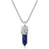 COAI Collana da Uomo in Acciaio Inox Vintage, Collana con Ciondolo da Uomo in Pietre Naturali - Occhio di Tigre, Onice Nero e Sodalite Blu