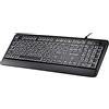 MEIBAOGE Tastiera USB retroilluminata a LED con Stampa Caratteri Grandi 104 Tasti Tastiera per Computer Full Size per Anziani e ipovedenti, Tastiera con Stampa Grande-Nera