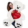 Deuba Orso Peluche Innamorati XL 100cm Cuore I Love You Orsacchiotto Teddy Bear Bianco