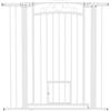 PawHut Cancellino per Cani Regolabile con Estensioni e Porta per Gatti, 76-104x106cm, Bianco